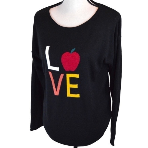Rachel Zoe LOVE Knit Black Soft Long Sleeve Scoop Neck Sweater Teacher Educator - Picture 1 of 8